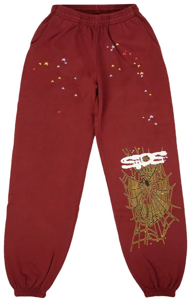 Sp5der Burgundy Sweatpants