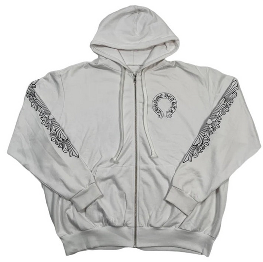 Chrome Hearts White Horseshoe Zipup